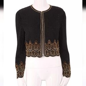 Scala Vintage Beaded Silk Bolero Formal Vintage Jacket 1980's
